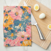 Kleurrijke moderne bloemen bloemenpatroon theedoek (Quarter Fold)