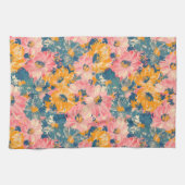 Kleurrijke moderne bloemen bloemenpatroon theedoek (Horizontaal)