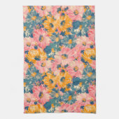 Kleurrijke moderne bloemen bloemenpatroon theedoek (Verticaal)