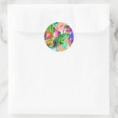 Kleurrijke moderne bloemen bruiloft boho ronde sticker (Tas)