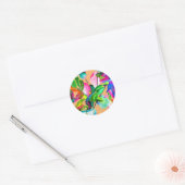 Kleurrijke moderne bloemen bruiloft boho ronde sticker (Envelop)