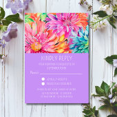 Kleurrijke Moderne Bloemen Bruiloft Maaltijd Keuze RSVP Kaartje