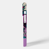 Kleurrijke moderne bloemen monogram iPhone case (Achterkant / Links)