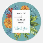 Kleurrijke moderne bloemen ronde sticker (Voorkant)