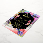 Kleurrijke moderne bloemenbruiloft kaart (Gedraaid)