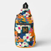 Kleurrijke moderne bloemenpatroon natuur vrouwen sling bag (Voorkant)