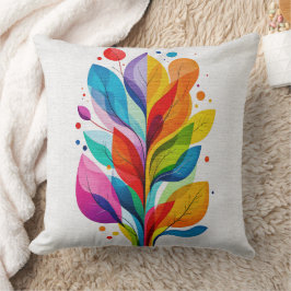 Kleurrijke moderne botanische bladeren abstracte b kussen