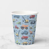 Kleurrijke Moderne Bouwwagen Verjaardag Papieren Bekers (Achterkant)