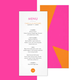 Kleurrijke moderne bruiloft verticale menu Kaarten