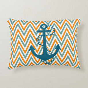 kleurrijke moderne Chevron met blauw niesanker Decoratief Kussen