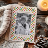 Kleurrijke moderne Criscross foto Feestdagenkaart