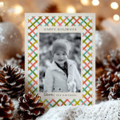 Kleurrijke moderne Criscross foto Feestdagenkaart