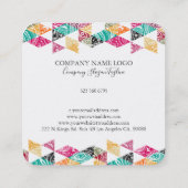 Kleurrijke moderne driehoeken Witte Paisley Overly Vierkante Visitekaartje (Achterkant)