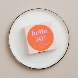 Kleurrijke Moderne Eenvoudige Oranje Roze 50ste Ve Ronde Sticker