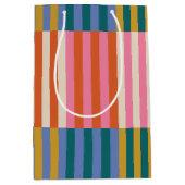 Kleurrijke Moderne Feestelijke Plaid Stripe Medium Cadeauzakje (Voorkant)
