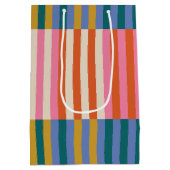 Kleurrijke Moderne Feestelijke Plaid Stripe Medium Cadeauzakje (Achterkant)