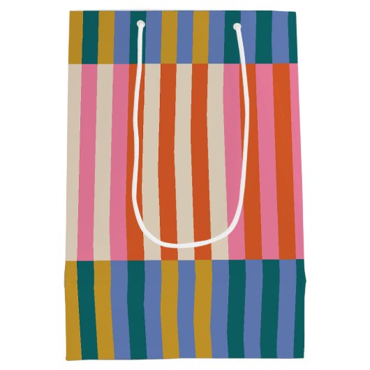 Kleurrijke Moderne Feestelijke Plaid Stripe Medium Cadeauzakje (Achterkant)
