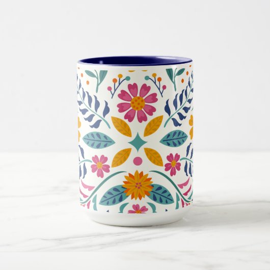 Kleurrijke, moderne flessenbloemen mok (Midden)