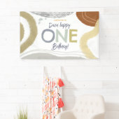 Kleurrijke Moderne Gelukkige Eerste Verjaardag Jon Spandoek (Insitu)