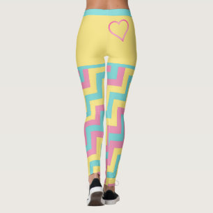 Kleurrijke, moderne geometrische Chevron met hart Leggings