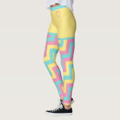 Kleurrijke, moderne geometrische Chevron met hart Leggings (Links)