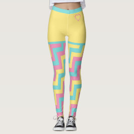 Kleurrijke, moderne geometrische Chevron met hart Leggings