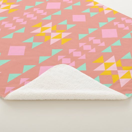 Kleurrijke moderne geometrische driehoeken Aztec P Sherpa Deken (3/4)