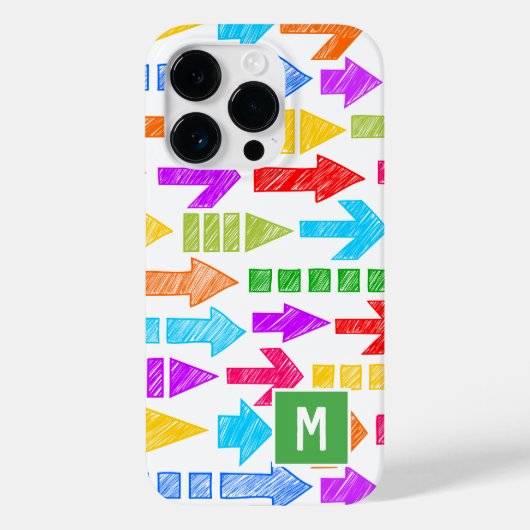 Kleurrijke moderne geometrische pijlpatroonmonogra Case-Mate iPhone case (Achterkant)
