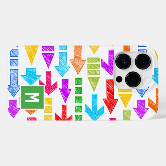 Kleurrijke moderne geometrische pijlpatroonmonogra Case-Mate iPhone case (Achterkant (horizontaal))