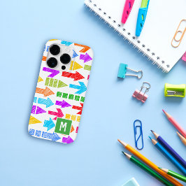 Kleurrijke moderne geometrische pijlpatroonmonogra Case-Mate iPhone 14 pro hoesje