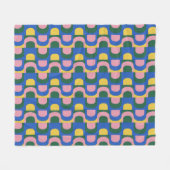Kleurrijke moderne geometrische vormen in blauw fleece deken (Voorkant (Horizontaal))