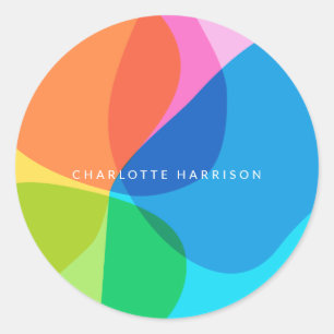 Kleurrijke moderne geometrische vormen op maat ronde sticker