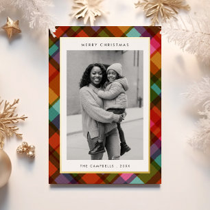 Kleurrijke moderne geplakte kerstfoto folie feestdagenkaart