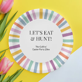 Kleurrijke moderne gestreepte Kinder paaseieren ja Papieren Bordje