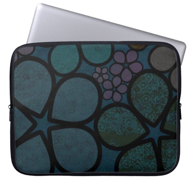 Kleurrijke, moderne gestructureerde bloem laptop s sleeve (Voorkant)
