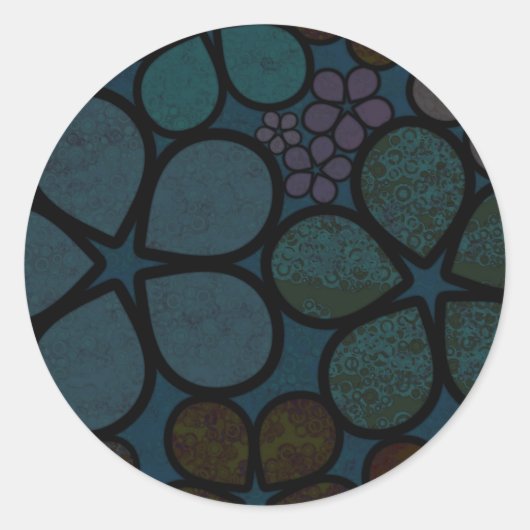 Kleurrijke Moderne Gestructureerde Bloemstickers Ronde Sticker (Voorkant)
