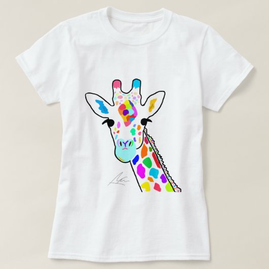 Kleurrijke moderne Giraffe kunst T-shirt (Design voorkant)