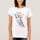 Kleurrijke moderne Giraffe kunst T-shirt (Voorkant)