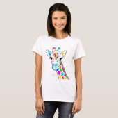 Kleurrijke moderne Giraffe kunst T-shirt (Voorkant volledig)