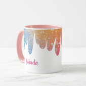 Kleurrijke moderne glitter gepersonaliseerd mok (Voorkant links)