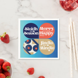 Kleurrijke moderne grafische kerstfeest cocktail s servet