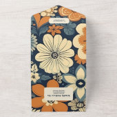 Kleurrijke Moderne Groovy Retro 70s Bloemen Bruilo All In One Uitnodiging (Buitenkant)