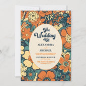 Kleurrijke Moderne Groovy Retro 70s Bloemen Bruilo Kaart (Voorkant)