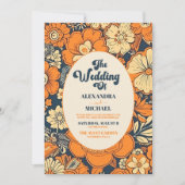 Kleurrijke Moderne Groovy Retro 70s Bloemen Bruilo Kaart (Voorkant)