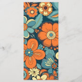 Kleurrijke Moderne Groovy Retro 70s Bloemen Bruilo Menu (Achterkant)