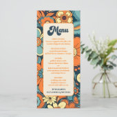 Kleurrijke Moderne Groovy Retro 70s Bloemen Bruilo Menu (Staand voorkant)