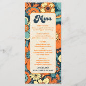 Kleurrijke Moderne Groovy Retro 70s Bloemen Bruilo Menu (Voorkant)