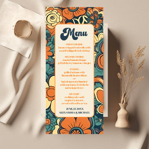 Kleurrijke Moderne Groovy Retro 70s Bloemen Bruilo Menu