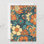 Kleurrijke Moderne Groovy Retro 70s Bloemen Bruilo Save The Date (Achterkant)