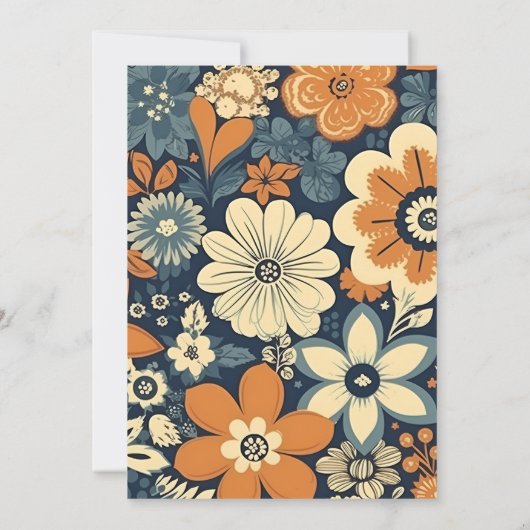 Kleurrijke Moderne Groovy Retro 70s Bloemen Bruilo Save The Date (Achterkant)